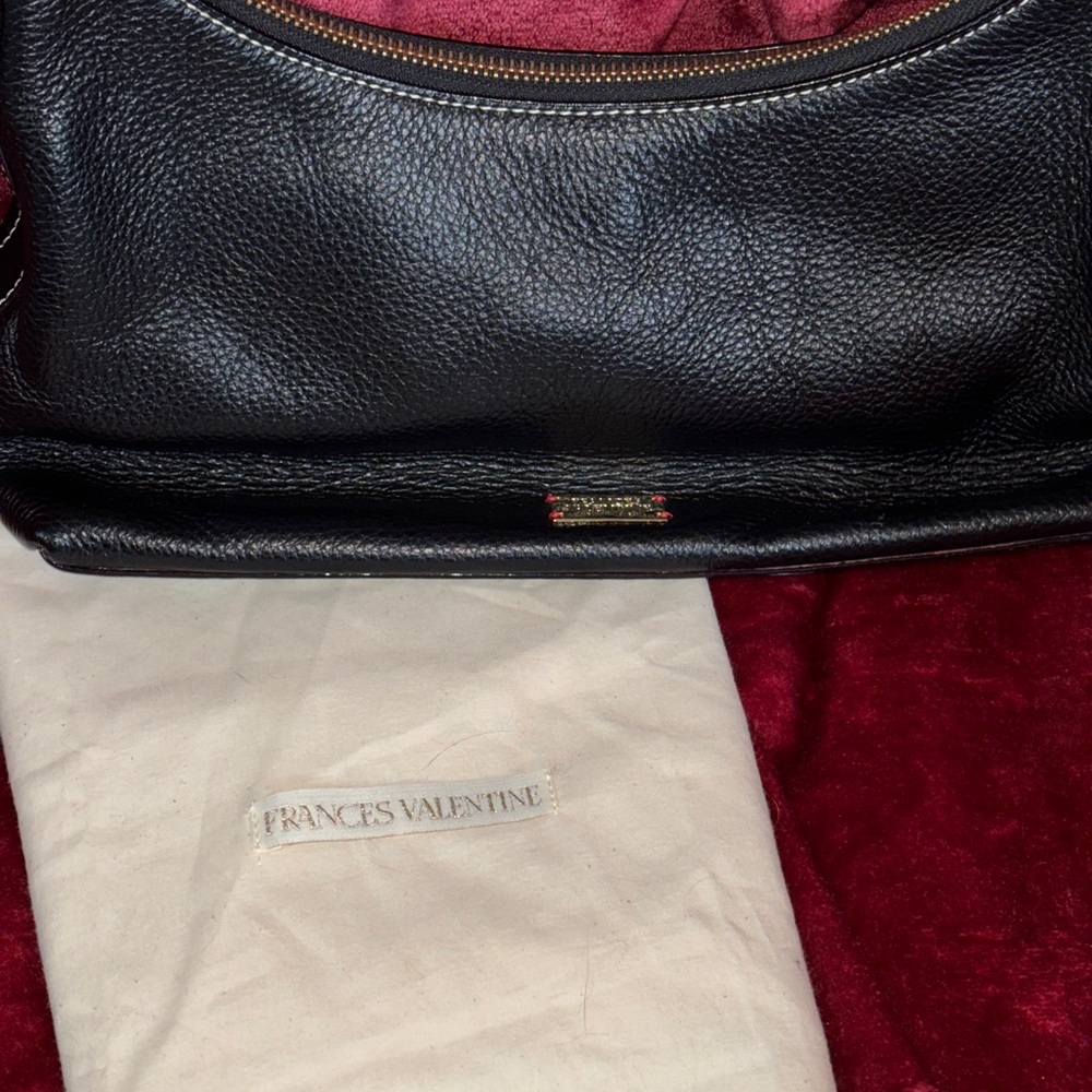 Rare✨Pristine✨Frances Valentine Black Pebbled Leather June Hobo Bag+Dust Cover